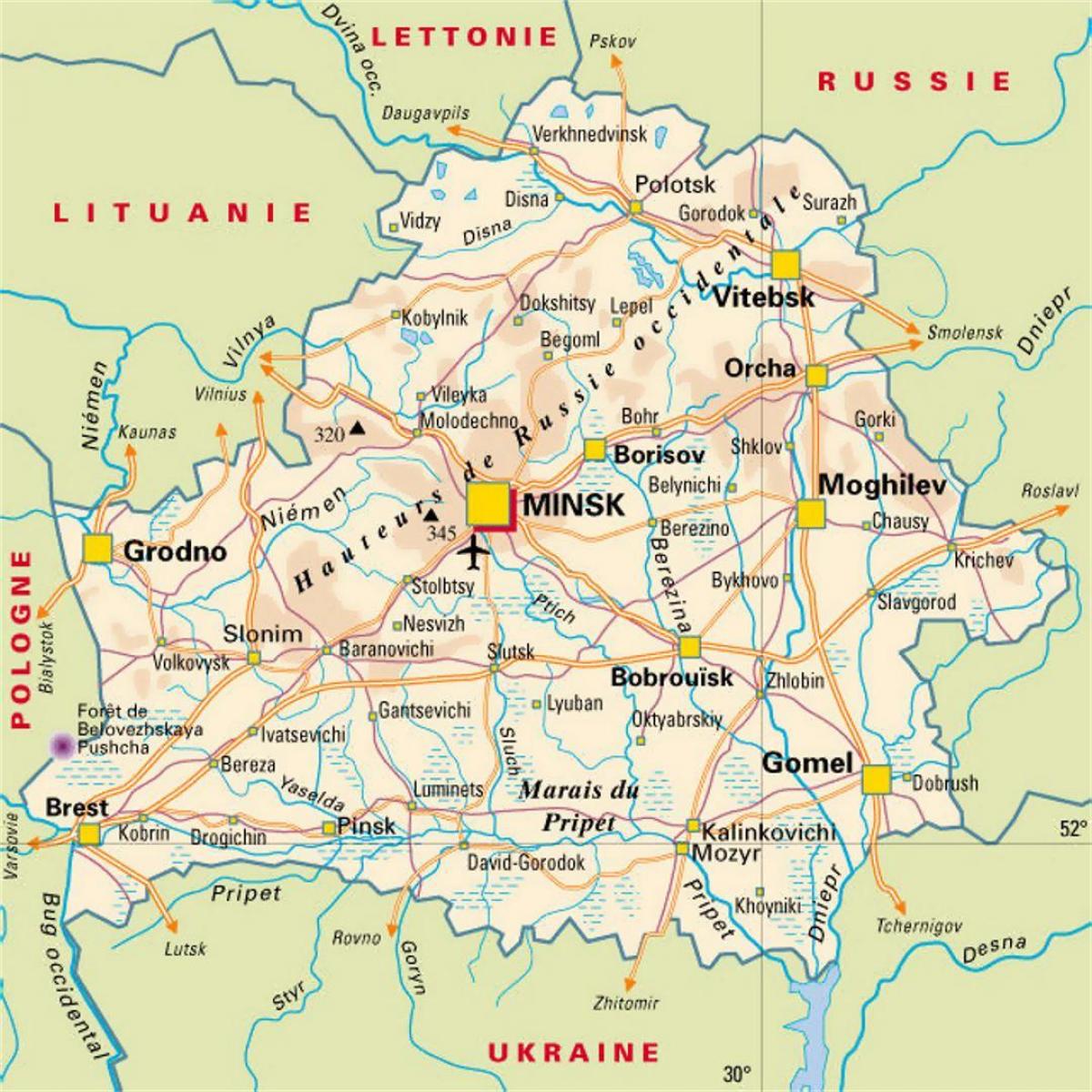 Карта Беларуси городов
